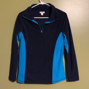 Navy blue and royal blue fleece quarter zip top